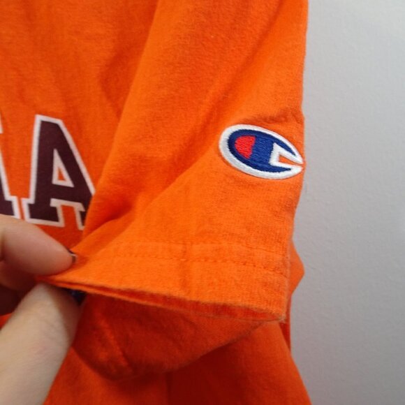 Champion Virginia Tech T-Shirt Size S Short Sleeve Orange Cotton - Picture 3 of 5